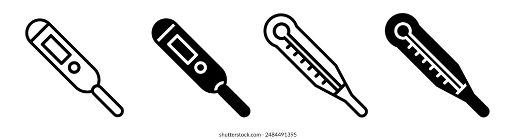 Thermometer icon illustration on white background.  Thermometer icon set for business. Stock vector.