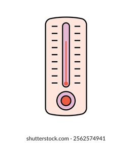 Thermometer Icon Illustration, A vertical thermometer, symbolizing warmer spring weather. Perfect for Spring season themed designs