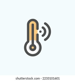  thermometer icon, isolated internet of things colored outline icon in light blue background, perfect for website, blog, logo, graphic design, social media, UI, mobile app