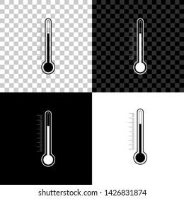Thermometer icon isolated on black, white and transparent background. Vector Illustration