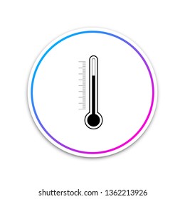 Thermometer icon isolated on white background. Circle white button. Vector Illustration