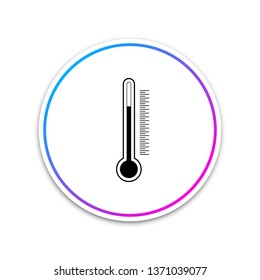 Thermometer icon isolated on white background. Circle white button. Vector Illustration