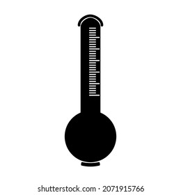 Icono del termómetro aislado en fondo blanco. Signo de temperatura. Pictograma negro de termómetro para medir el clima de temperatura. Silhouette de instrumento volumétrico. Tubo de ensayo. Ilustración del vector