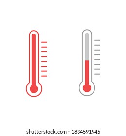 Thermometer icon isolated. Vector illustration. Set of colored thermometer in flat style