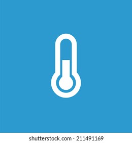 thermometer icon, isolated, white on the blue background. Exclusive Symbols 