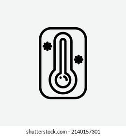  icono del termómetro, icono aislado del contorno de invierno en fondo gris claro, perfecto para sitio web, blog, logotipo, diseño gráfico, medios sociales, interfaz de usuario, aplicación móvil, ilustración vectorial