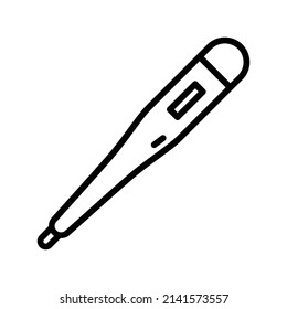 Thermometer Icon. Line Art Style Design Isolated On White Background