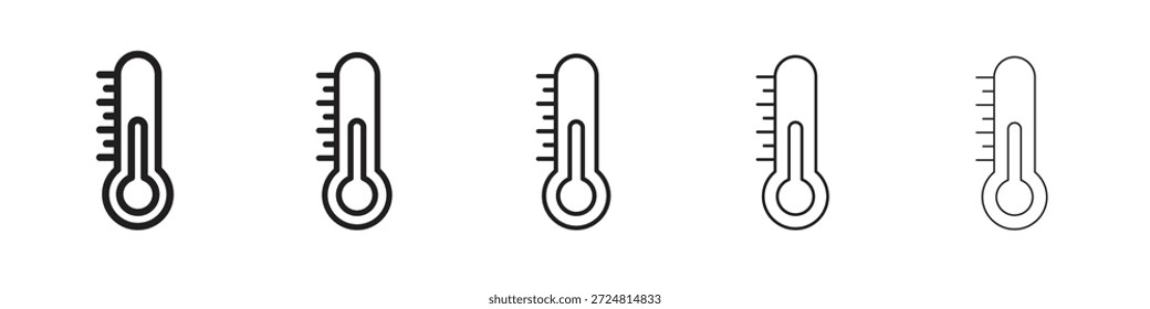 Thermometer Symbol lineare Symbole Vektoren. Bearbeitbarer Strichsatz