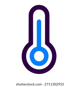 Icono del termómetro. Una Ilustración vectorial lineal del icono del termómetro aislado en el fondo blanco.