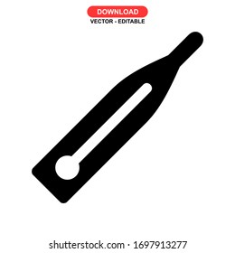 icono termómetro o logotipo símbolo de signo aislado ilustración vectorial - iconos vectoriales de estilo negro de alta calidad
