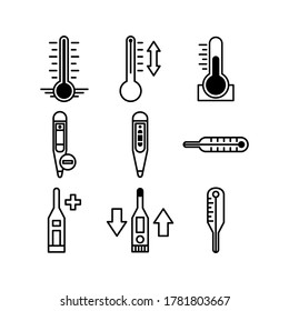 Icono del termómetro o logotipo símbolo de signo aislado ilustración vectorial - Colección de iconos vectoriales de estilo negro de alta calidad
