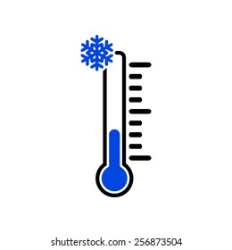 The thermometer icon. Low temperature symbol. Flat Vector illustration
