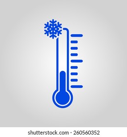 The thermometer icon. Low temperature symbol. Flat Vector illustration