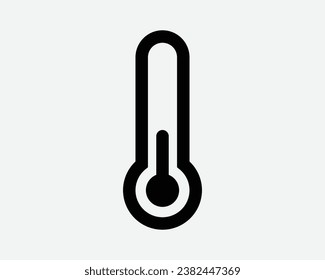 Thermometer Icon Measure Temperature Measurement Test Hot Cold Scale Measuring Tool Medical Black White Shape Line Outline Sign Symbol EPS Vector