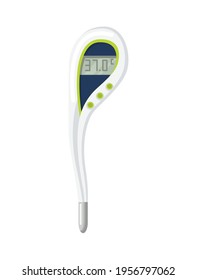 Thermometer icon. Measuring body temperature in vector. Electronic thermometer main prevention coronavirus. Design template of digital thermometer showing temperature