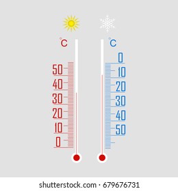 Thermometer icon. Measuring hot and cold temperature