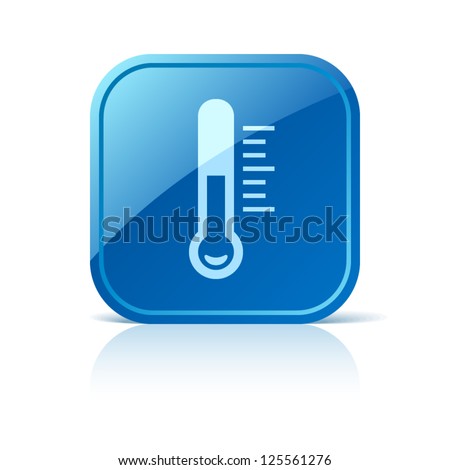 Thermometer icon on blue square button