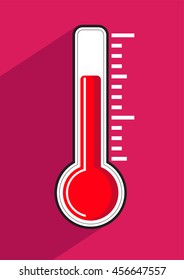 Thermometer icon on colored background