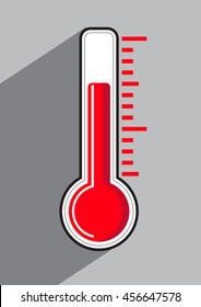 Thermometer icon on colored background