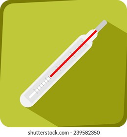 thermometer icon on the green background