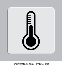Thermometer icon on a grey flat button