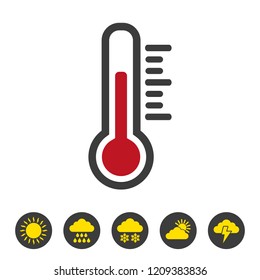 Thermometer icon on white background. Vector illustration