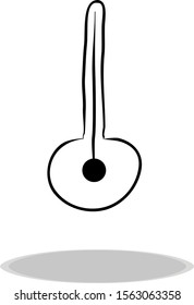Thermometer icon on white background, flat design, hand drawing. Illustration of temperature, contour of symbol black