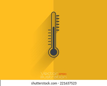 Thermometer icon on yellow background - EPS10
