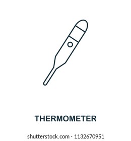 Thermometer icon. Outline style icon design. UI. Illustration of thermometer icon. Pictogram isolated on white. Ready to use in web design, apps, software, print and background.