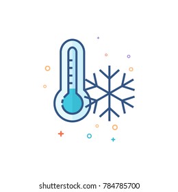 Icono del termómetro en un estilo de color plano. Ilustración vectorial.