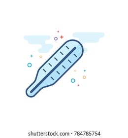 Thermometer icon in outlined flat color style. Vector illustration.