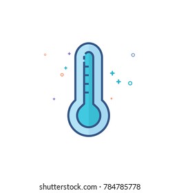Thermometer icon in outlined flat color style. Vector illustration.