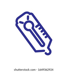 thermometer icon over white background, thick line style, vector illustration