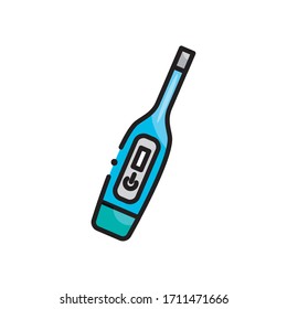 Thermometer-Symbol auf weißem Hintergrund, Linienfarbstil, Vektorgrafik