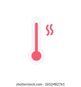 Ícone do termômetro com a barra vermelha subindo na altura, mostrando o tempo quente ou a onda de calor. Perfeito para previsões de verão, aplicativos climáticos ou telas de aviso.