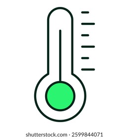 Thermometer icon representing body temperature monitoring, health tracking, and wellness assessment, editable stroke