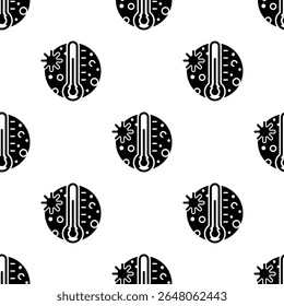 Thermometer Icon Seamless Pattern, Temperature Meter, Instrument For Measuring And Indicating Temperature Vector Art Illustration
