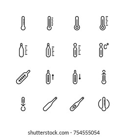 Thermometer icon set. Collection of high quality black outline logo for web site design and mobile apps. Vector illustration on a white background.