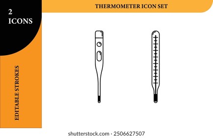 Thermometer Icon Set Editable Strokes