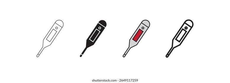 Thermometer icon set. Electronic thermometer icons. temperature symbol in line and flat style for apps and websites, vector illustration. eps10