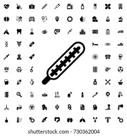 Thermometer icon. set of filled medicine icons.