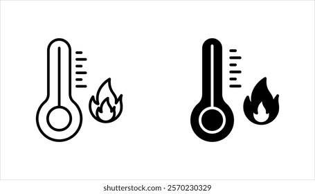 Thermometer icon set in flat style. Climate control vector illustration on isolated background. Weather change sign business concept.