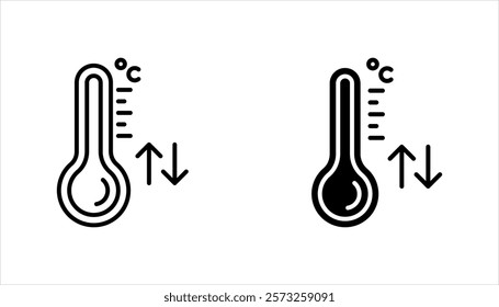Thermometer icon set in flat style. Climate control vector illustration on isolated background. Weather change sign business concept.