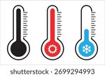 Thermometer Icon set with heat and cold, Thermometer High Temperature Stock Vectors and Vector Art