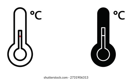 Conjunto de iconos de termómetro que muestra la medición de temperatura