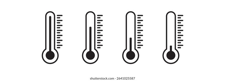 Thermometer icon set. Temperature thermometer icon collection on white background. weather change, flat vector bicolor icon, weather icon.