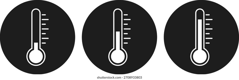 Thermometer-Symbolsatz. Symbole für die Temperaturmessung. Klimatisierung und Sensordatenschnittstelle. Temperaturanzeige und digitale Gradmessung