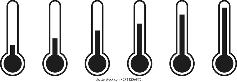 Conjunto de iconos de termómetro. Símbolos de salud de medición de temperatura. Interfaz de datos de sensores y control del clima. Medidor de temperatura y Colección de medición de grado digital