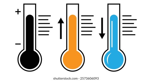 thermometer icon set. temperature scale icons. thermometer icon with flat design eps 10.