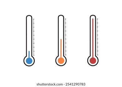 Conjunto de iconos de termómetro. Conjunto de símbolos de temperatura. Medición de temperatura aislada sobre fondo blanco